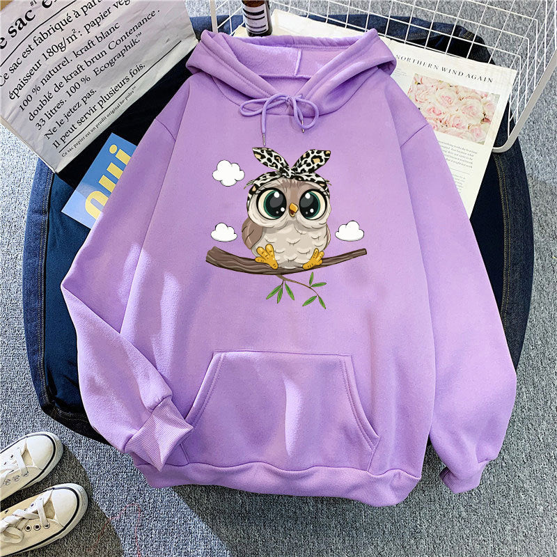 Damen Kapuzenpullover mit süßem Eulenmotiv Skjora