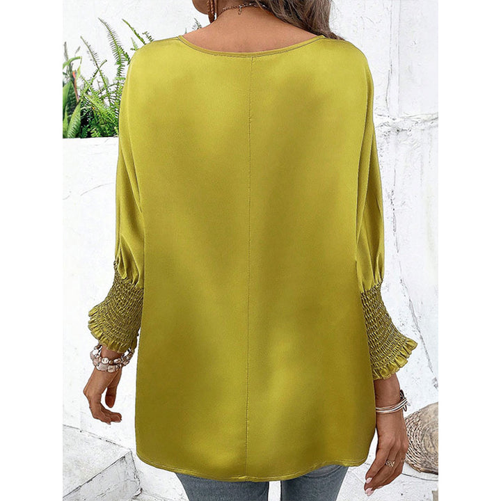 Dame elegant bluse topp med trendy puff ermer Skjora