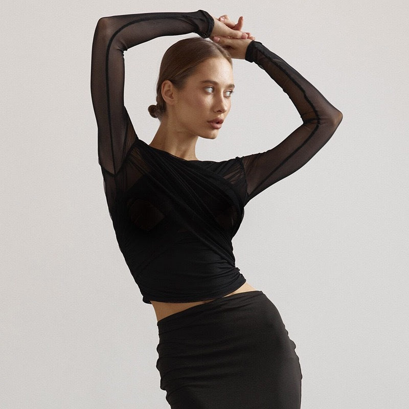 Damer Langerm-Crop-Top Skjora