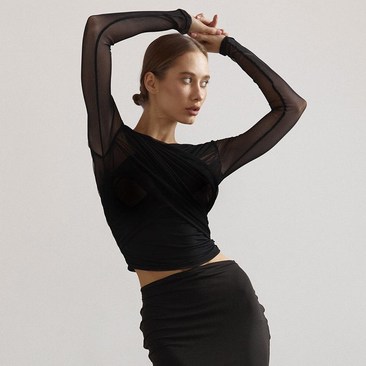Damer Langerm-Crop-Top Skjora