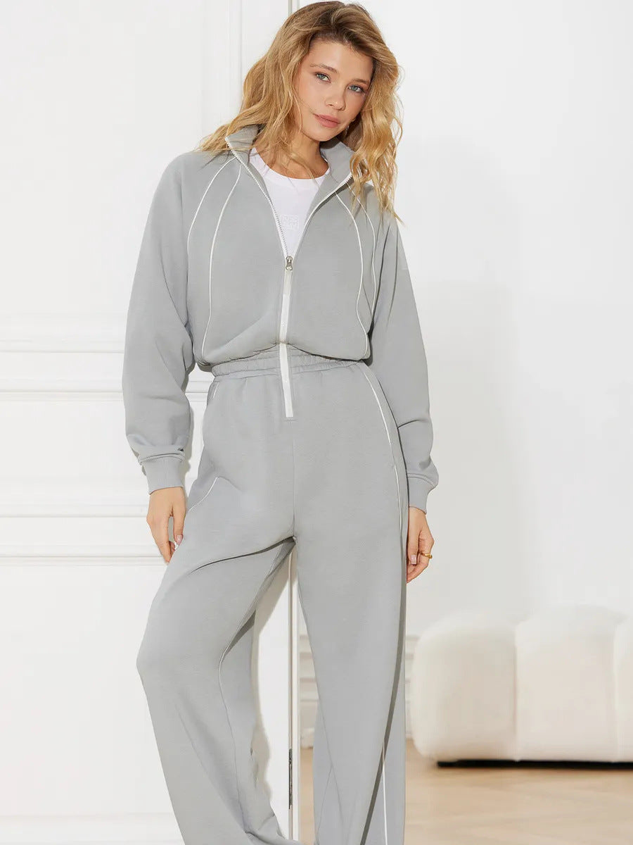 Dame Sporty fritidssett med glidelås og elastisk midje Skjora