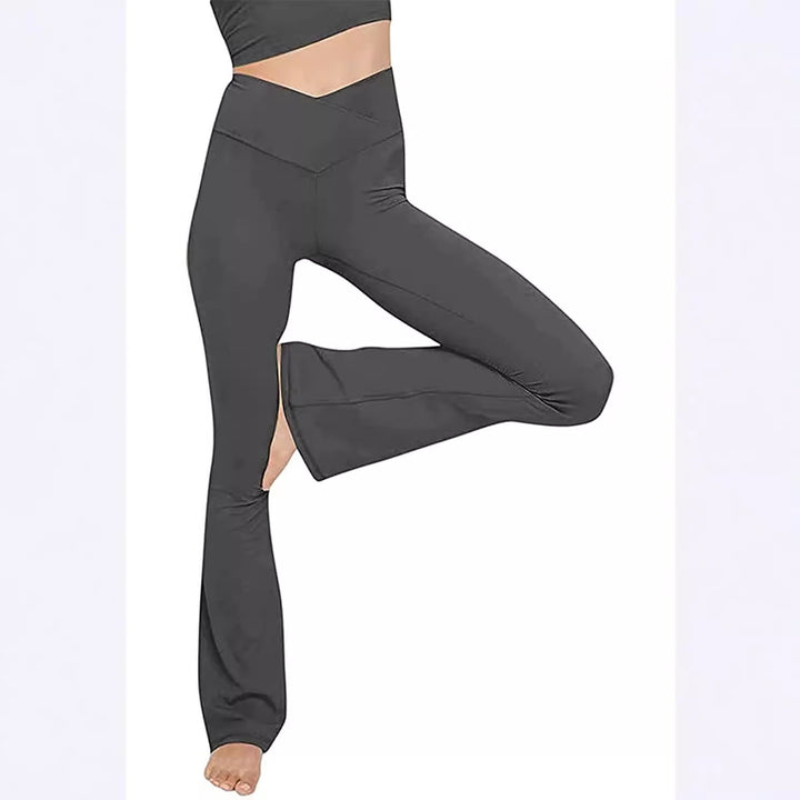 Dame Bootcut Yoga-bukse laget av elastisk materiale med høy midje Skjora