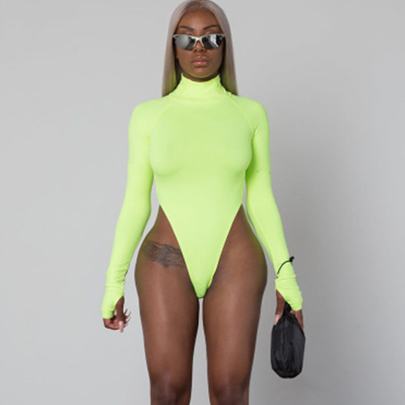 Women's long-sleeved bodysuit with high neck and flattering fit Skjora