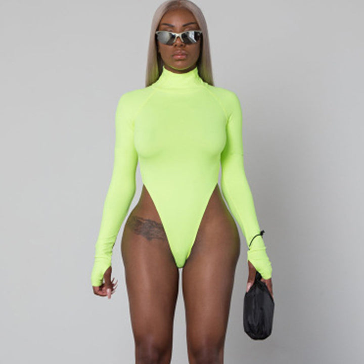Women's long-sleeved bodysuit with high neck and flattering fit Skjora
