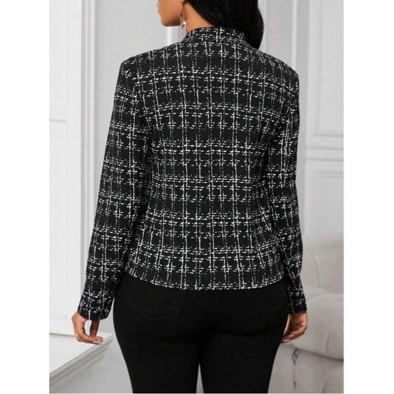 Elegant boucle-jakke for kvinner med figurtilpasset snitt Skjora