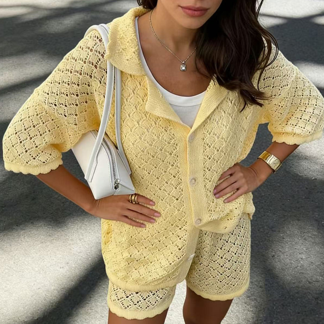 Damen leichter Häkel-Set mit offenem Schnitt Skjora