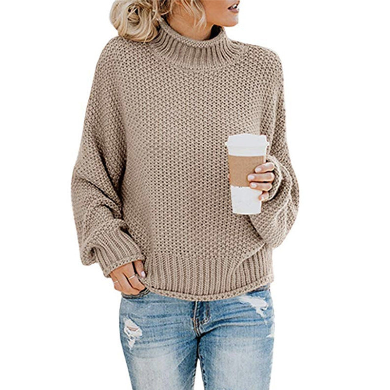 Dame chunky strikket turtleneck genser med en avslappet passform Skjora