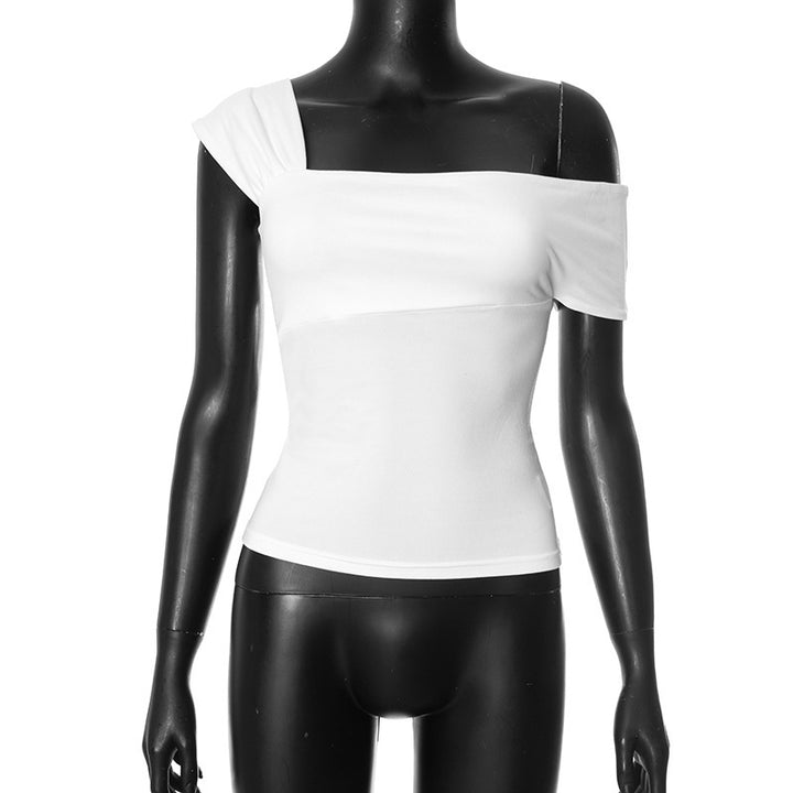 Dame moderne asymmetrisk topp med trendy en-skulder-design Skjora
