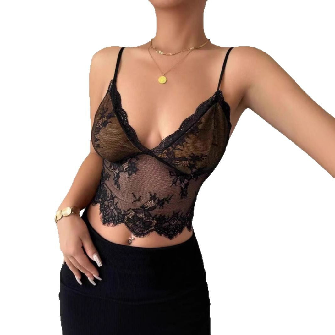 Dame spiss-crop-top med forførende detaljer Skjora