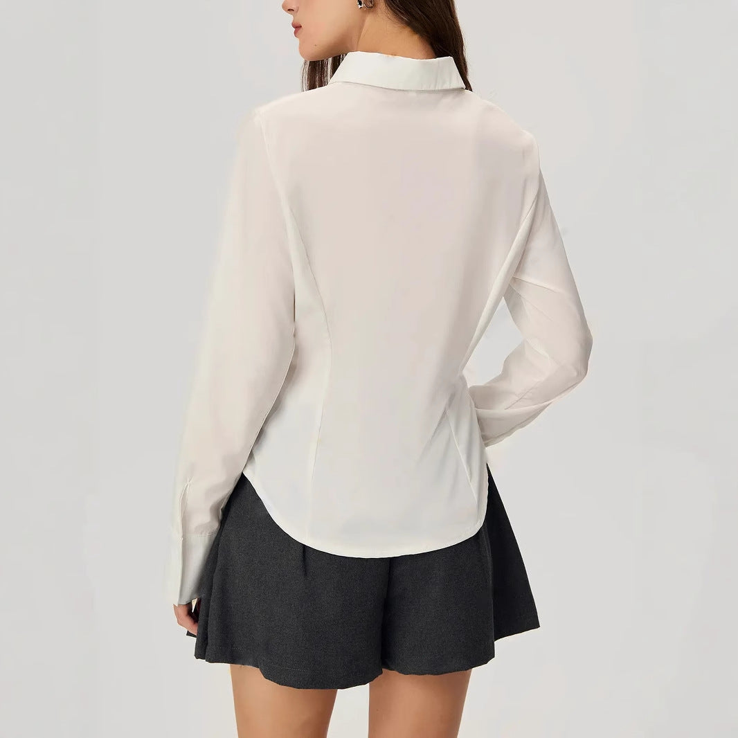 Dame elegant bluse med volangdetaljer Skjora