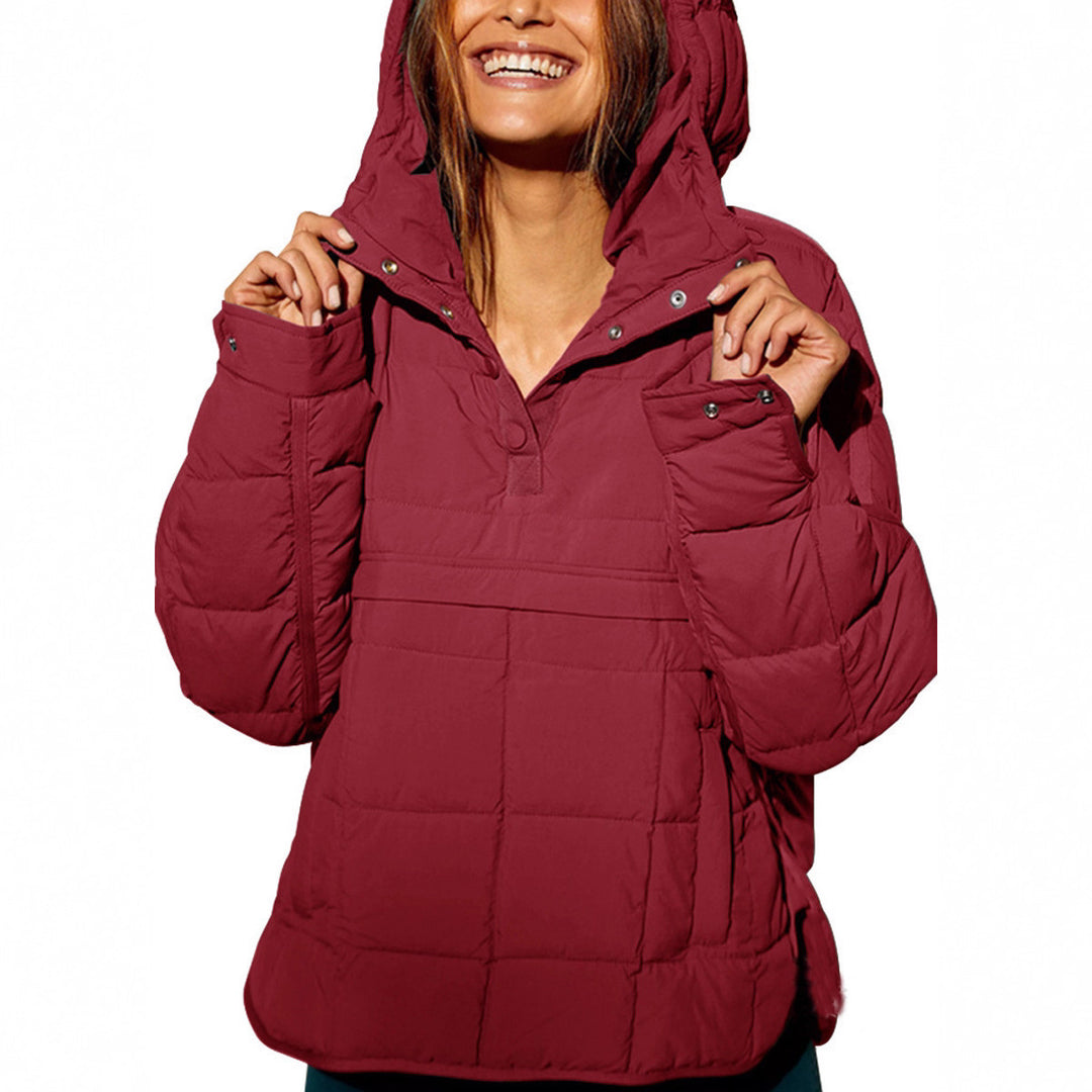 Kvinne Plus Size Polstret Jakke med Hette Skjora