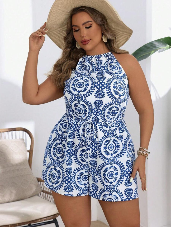 Dame Stilig Jumpsuit med elegant Halterkrage og Bindebånd Skjora