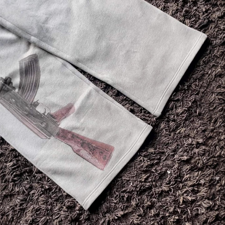 Dame joggebukser med unik grafisk trykk og elastisk linning Skjora
