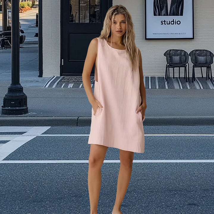 Women's Casual Long Sleeve Loose Fit Deep V-Neck Dress