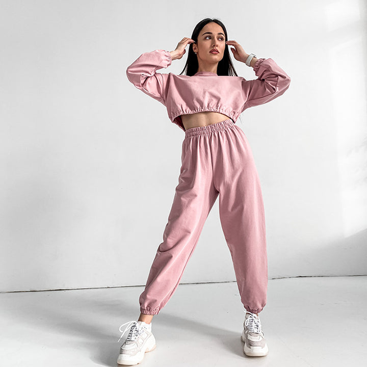 Dame sporty loungewear-set med løs passform og elastisk midje Skjora