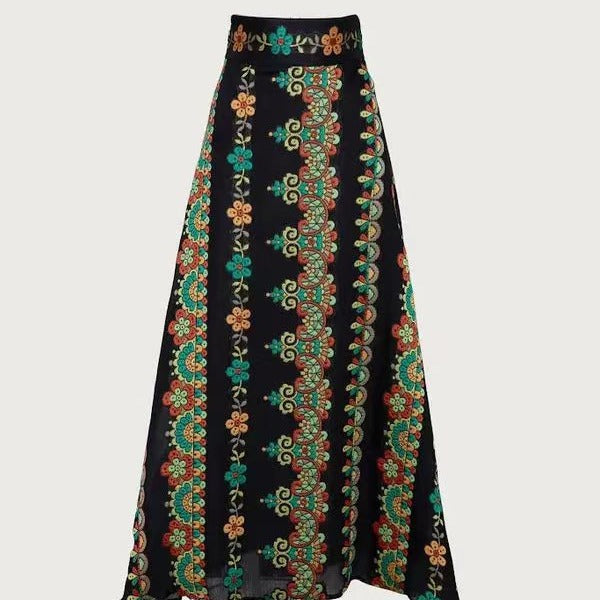 Dame To-delt Outfit med kort topp og floral maxiskjørt Skjora
