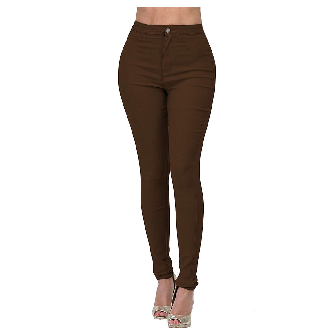 Dame Høyt skåret Skinny Jeans med elastisk Stretch Skjora