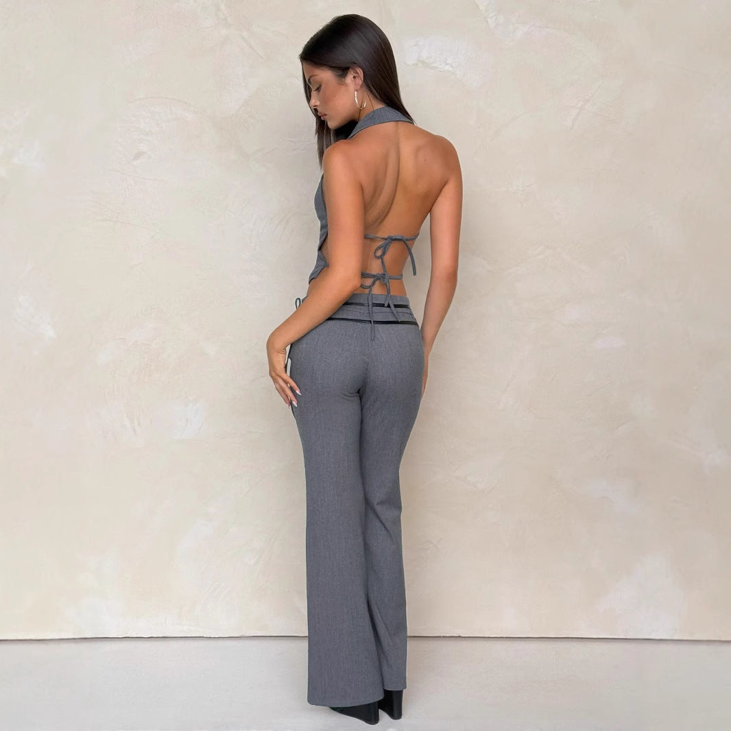 Damer elegant omslagsbluse med stilige krage og lekne detaljer Skjora