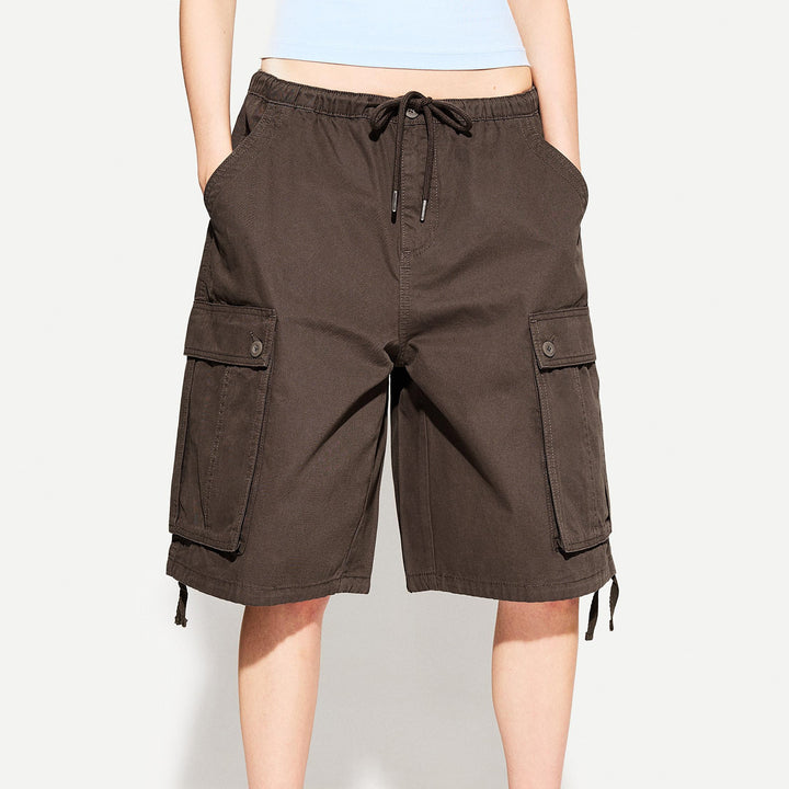 Dame Cargo-shorts med elastisk midje og praktiske sidelommer Skjora