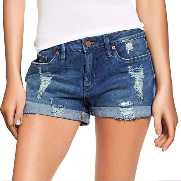 Damer Destroyed Denim-Shorts i casual fritidsstil Skjora