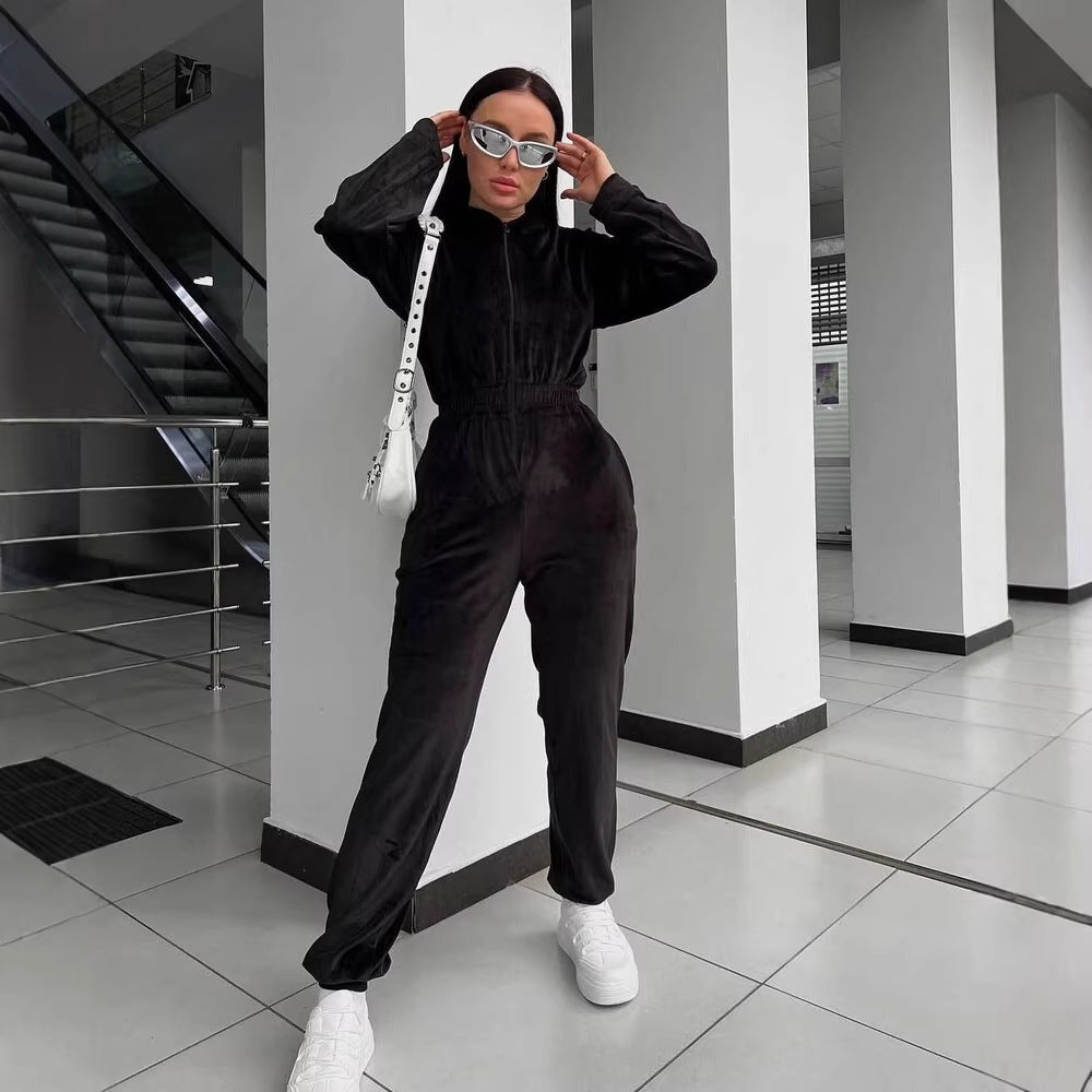 Dame Fleece Overall med Glidelås og Hette
