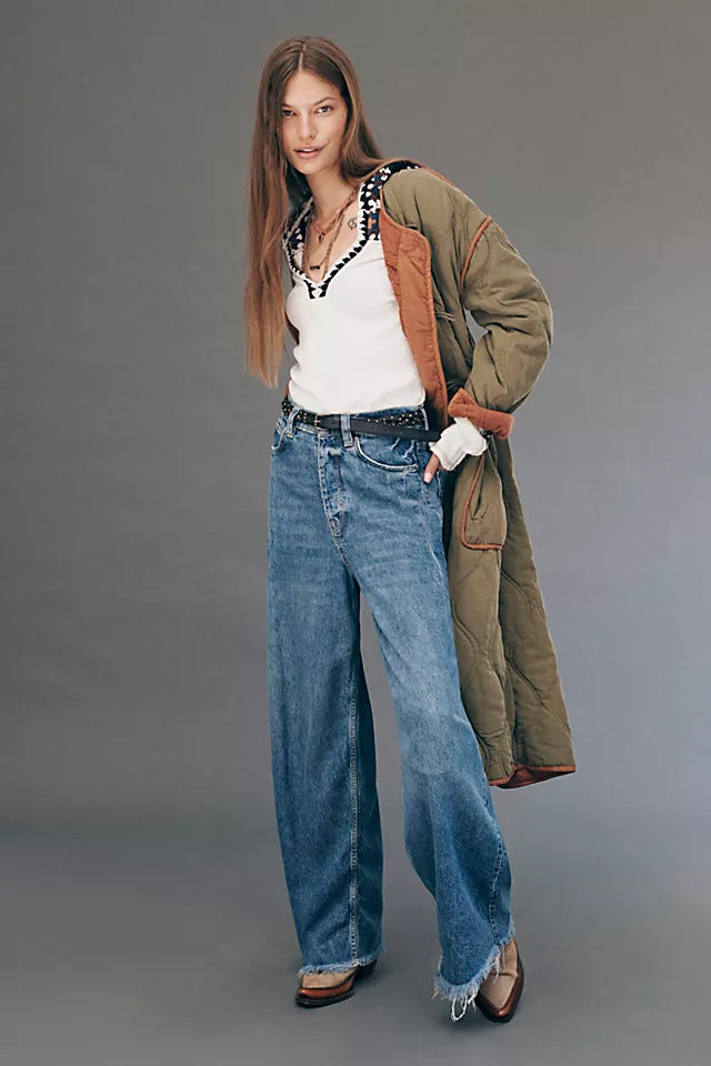 Dame størrelse Høy midje jeans Skjora