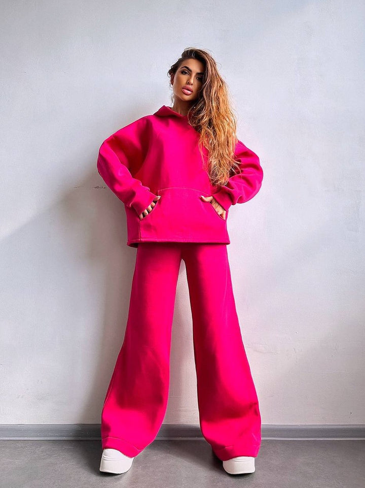 Dames Relaxed Fit Hoodie en Palazzo Pants Set Skjora