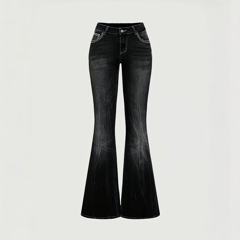 Dame Bootcut Jeans med kunstnerisk broderi Skjora