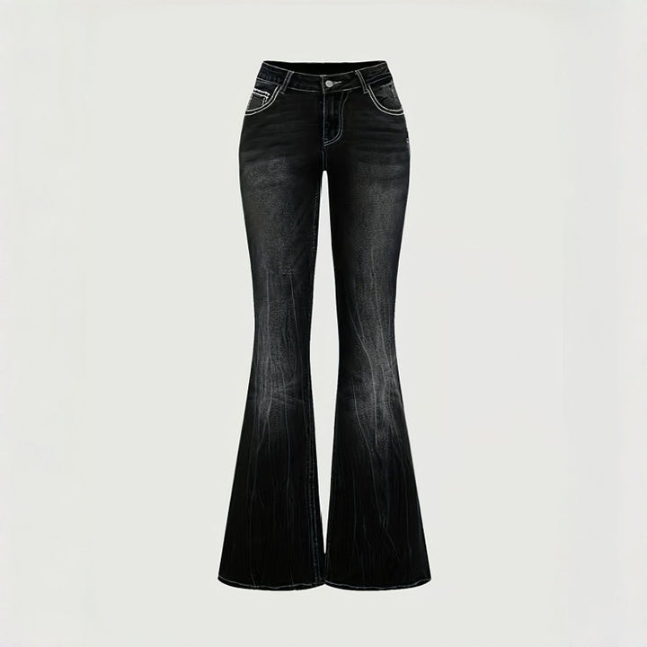 Dame Bootcut Jeans med kunstnerisk broderi Skjora