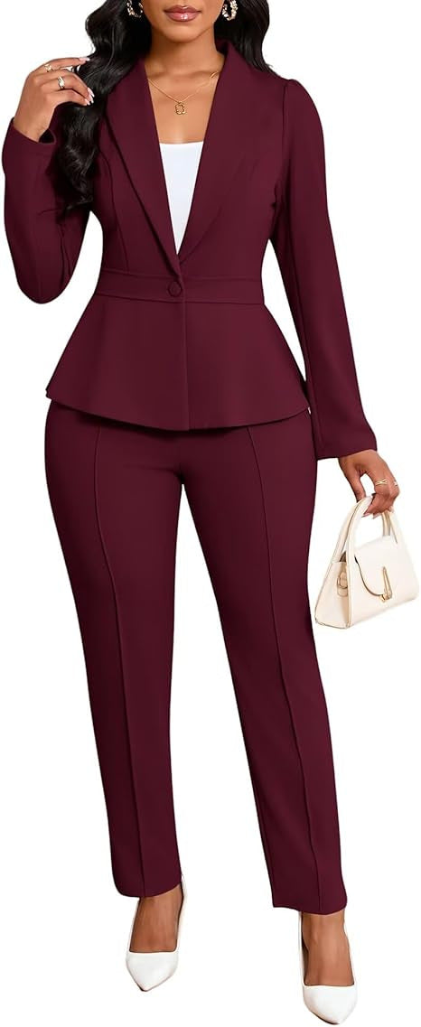 Kvinner elegante peplum blazer og bukse sett Skjora