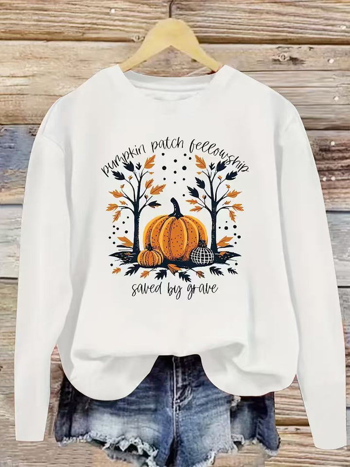 Dame sweatshirt med høst gresskar design og avslappet passform Skjora
