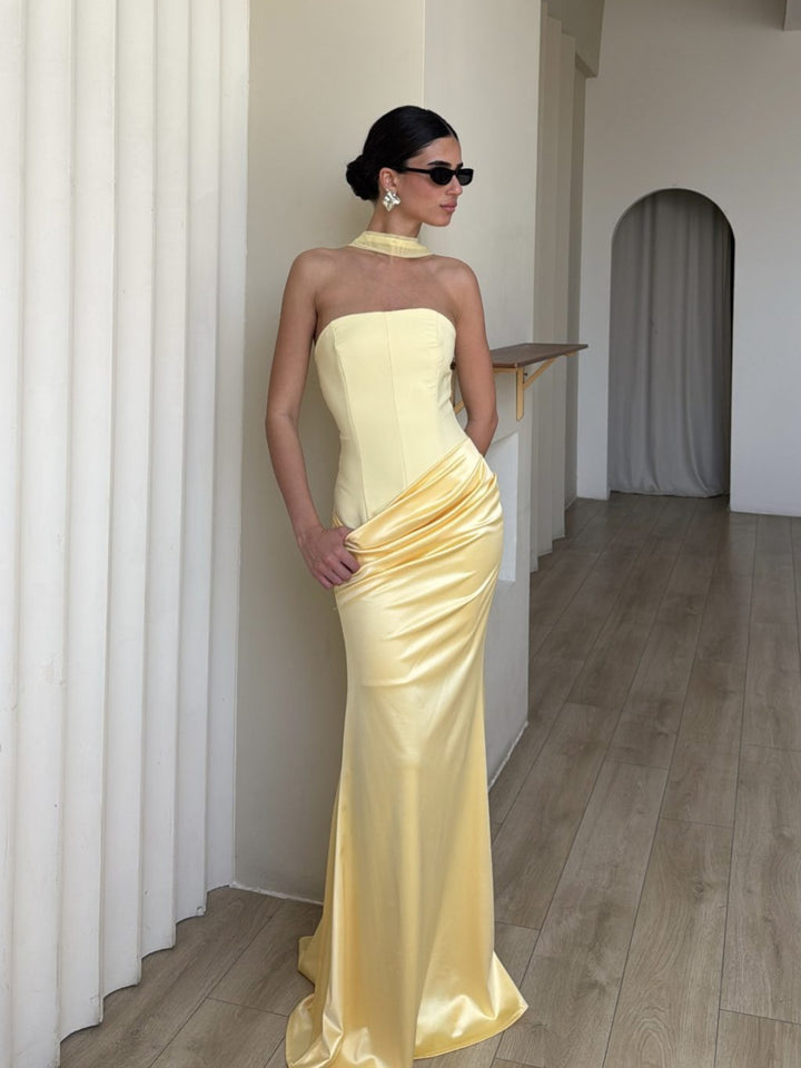 Dame Bodycon Kveldskjole med elegant Drapering Skjora