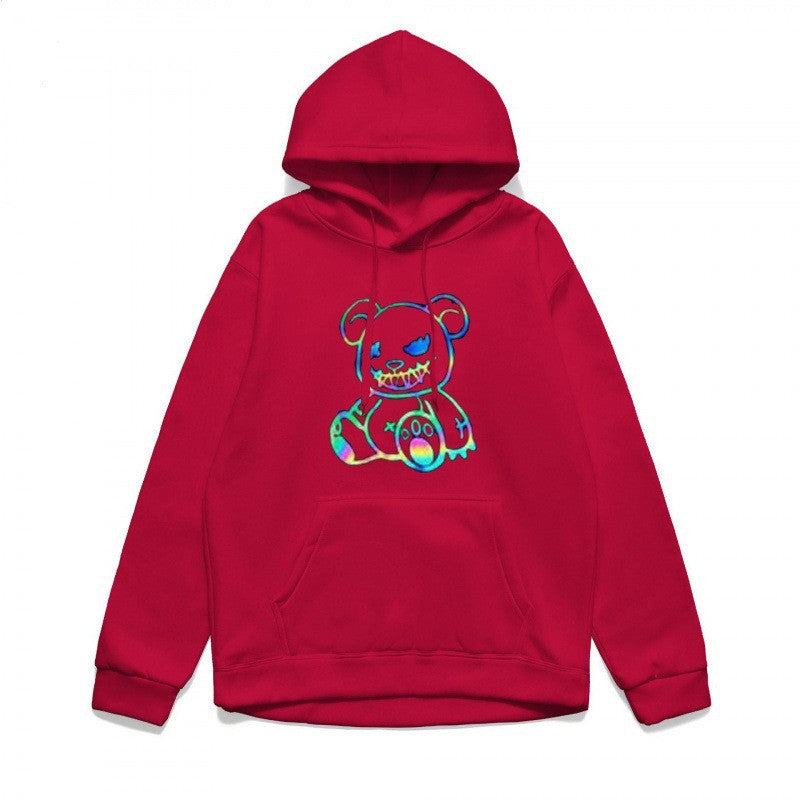 Damer hoodie sweatshirt med kult bjørnemotiv og behagelig passform Skjora