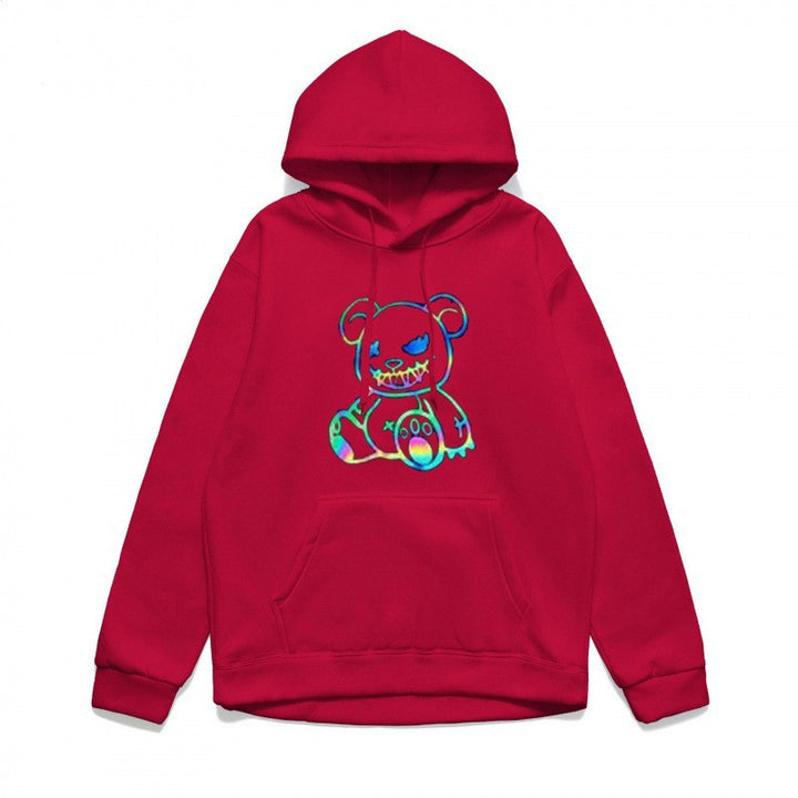 Damer hoodie sweatshirt med kult bjørnemotiv og behagelig passform Skjora