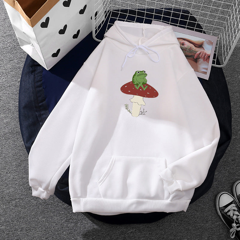 Kvinne hoodie med unikt frosk motiv Skjora