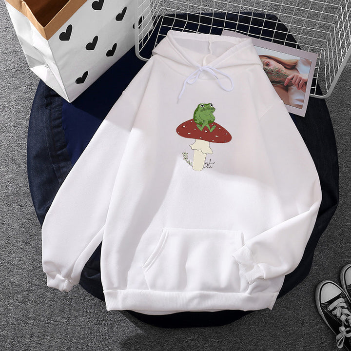 Kvinne hoodie med unikt frosk motiv Skjora