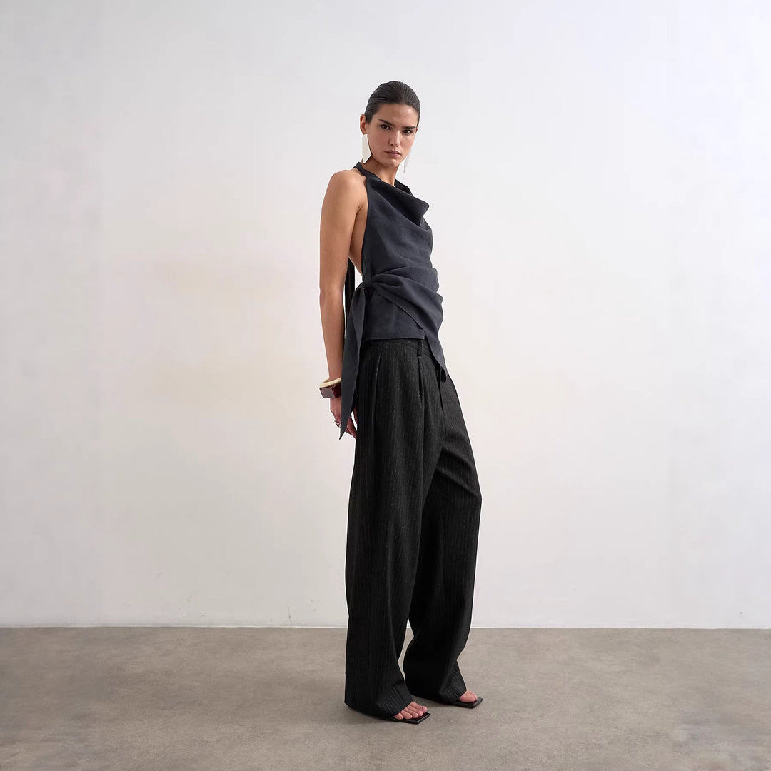 Dame Elegant Wrap Top med asymmetrisk kant Skjora
