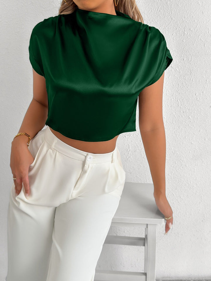 Dame Elegant Kortermet Bluse med moderne Ståkrage Skjora