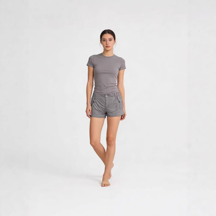 Dame Cargo-shorts med funksjonelle sidelommer og elastisk belte Skjora