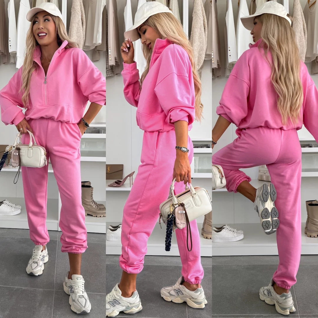 Damer sporty sweat-set med høy krage fra Skjora