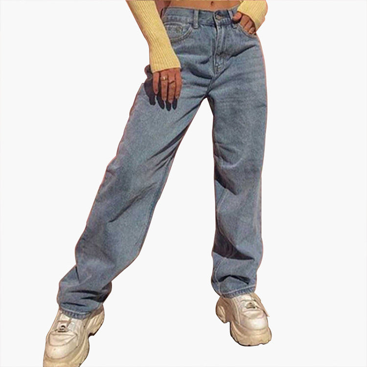 Dame vidde høyt liv jeans med avslappet snitt og moderne accenter Skjora