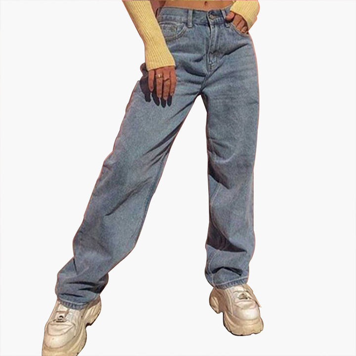 Dame vidde høyt liv jeans med avslappet snitt og moderne accenter Skjora