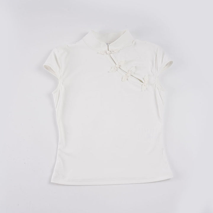 Dame chiffonoverdel med elegant ståkrage og fine broderidetaljer Skjora