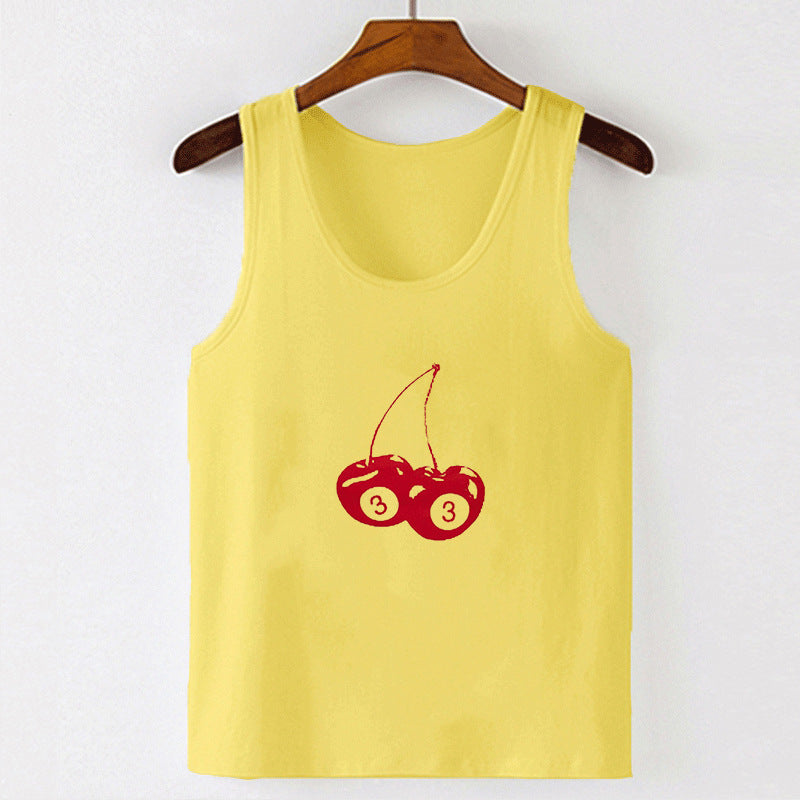 Dame ermeløs camisole med fruktig motiv Skjora