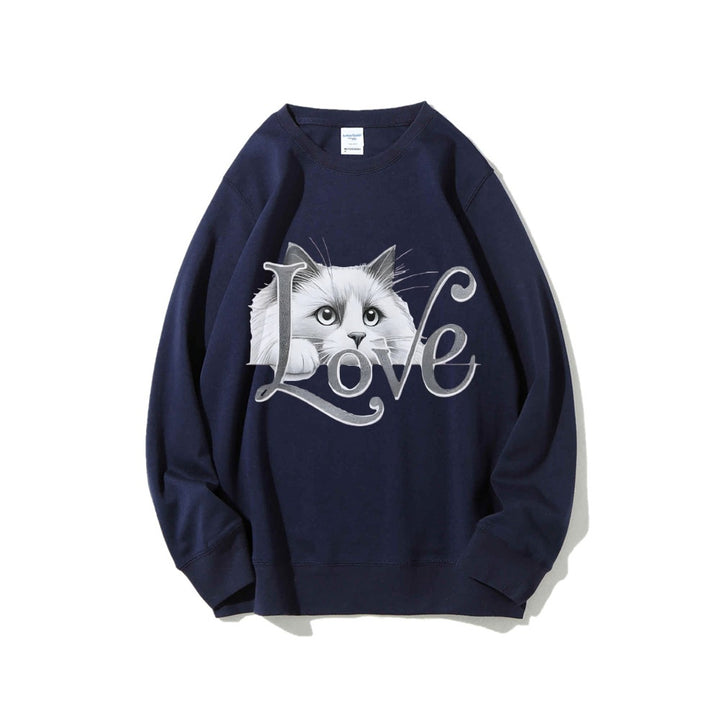 Kvinne sweatshirt med lekent katte design og avslappet passform Skjora