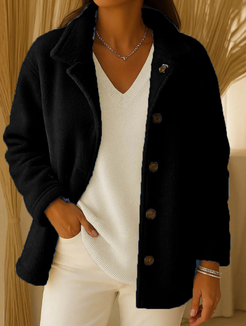 Women Fleece Jacket with Button Details Skjora