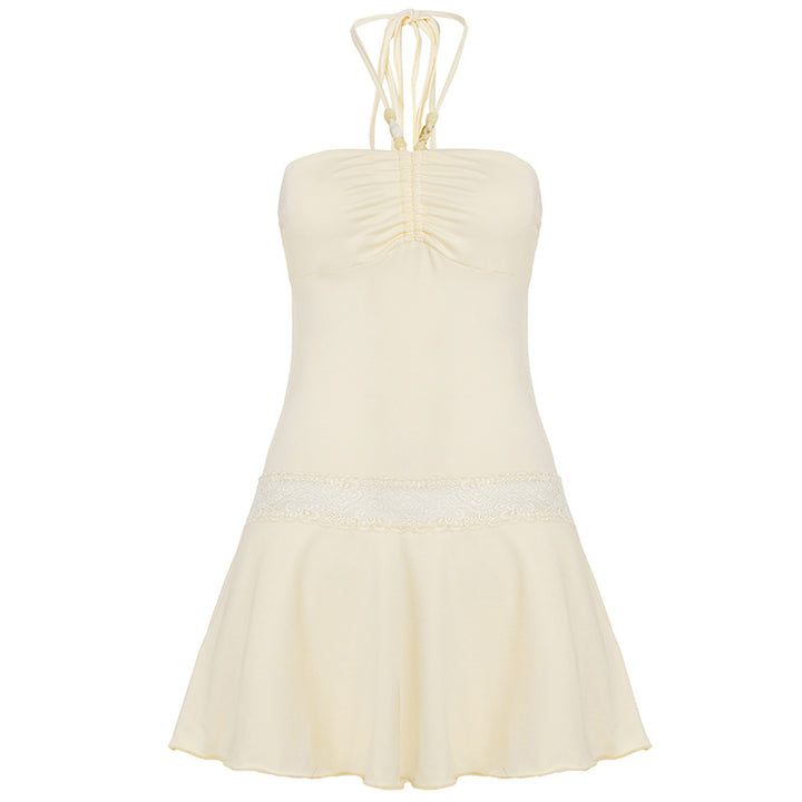 Dame jumpsuit med elegant snøring detalj og blomster aksent Skjora