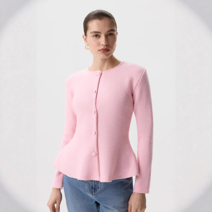 Damer elegant cardigan med teksturdesign og figurtilpasset snitt Skjora