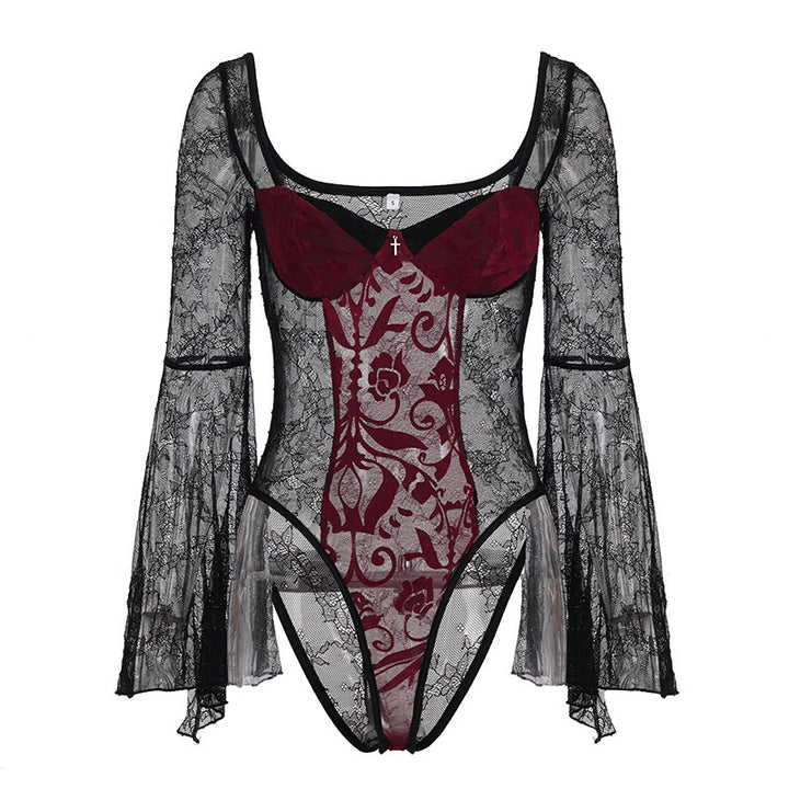 Dame spisse bodysuit med voluminøse ermer og elegante dekorasjoner Skjora