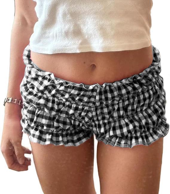 Dame Luftige Shorts med Gingham-mønster Skjora